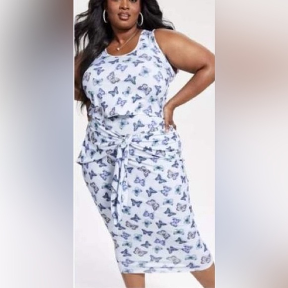 Nina Parker Butterfly Print Skirt and Crop Tank - Picture 1 of 12